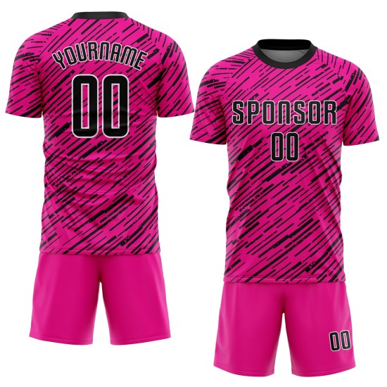 Schwarz-Weiß Fußball Trikot Uniform Rosa Custom Sublimation