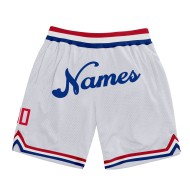 Authentische Shorts Throwback Royal Weiß Basketball Custom