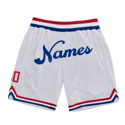 Authentische Shorts Throwback Royal Weiß Basketball Custom