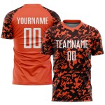 Fußballuniform Orange Trikot Benutzerdefinierte Weiß-Schwarz Sublimation