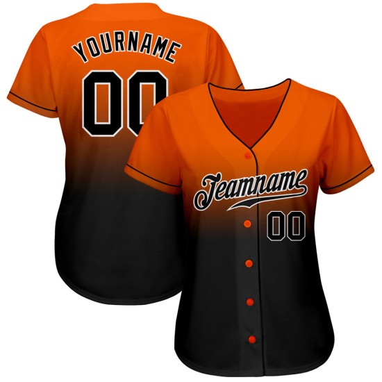 Custom Jersey Baseball Fashion Authentic Orange Fade Schwarz-Weiß