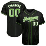 Schwarz Neon Grün-Weiß Custom Authentic Jersey Baseball Nadelstreifen Neon Grün