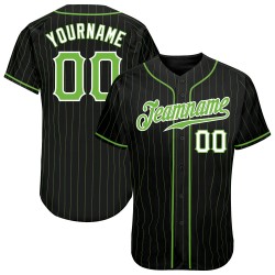 Schwarz Neon Grün-Weiß Custom Authentic Jersey Baseball Nadelstreifen Neon Grün