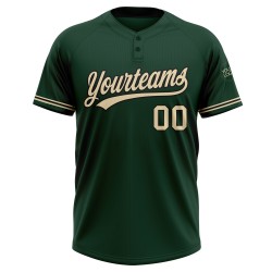Custom City Grün Creme-Schwarz Zwei-Knopf Unisex Softball Trikot