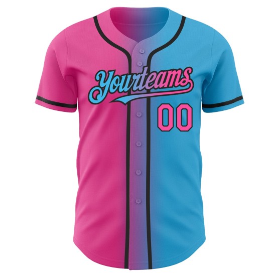 Jersey Baseball Mode Blau Himmel Benutzerdefinierte Rosa-Schwarz Authentische Jersey Baseball Mode Blau Himmel Benutzerdefinierte Rosa-Schwarz Authentische