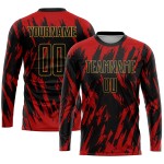 Rot Schwarz-Old Custom Sublimation Jersey Fußball Gold Uniform