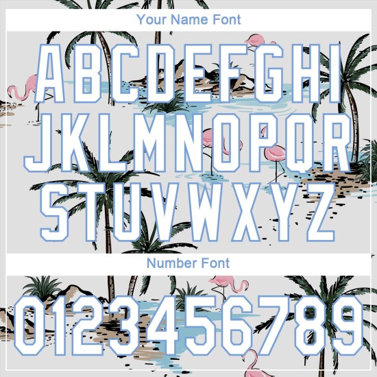 3D Bäume Authentisches Design Jersey Baseball Palm Weiß Muster Weiß-Licht Custom Blau Hawaii