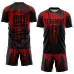 Uniform Schwarz Rot Benutzerdefinierte Sublimation Jersey Fußball Uniform Schwarz Rot Benutzerdefinierte Sublimation Jersey Fußball