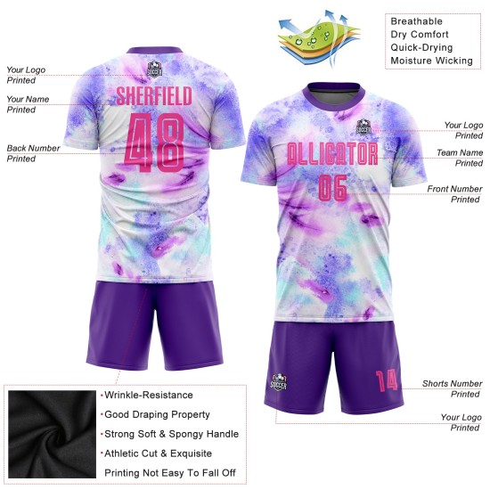 Rosa-Lila Tie Dye Jersey Fußball Uniform Sublimation Custom