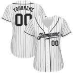 Schwarz-Grau-Weiß Authentic Black Pinstripe Custom Baseball Jersey