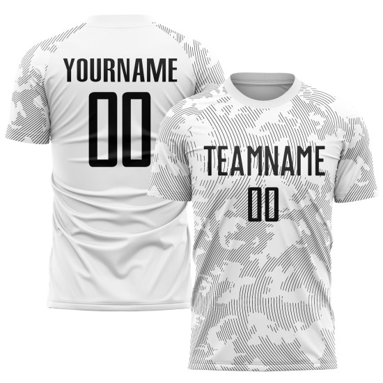Fußball Custom Jersey Uniform Schwarz Sublimation Weiß