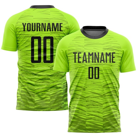 Grünes Trikot Sublimation Schwarz Benutzerdefinierte Neon Uniform Fußball