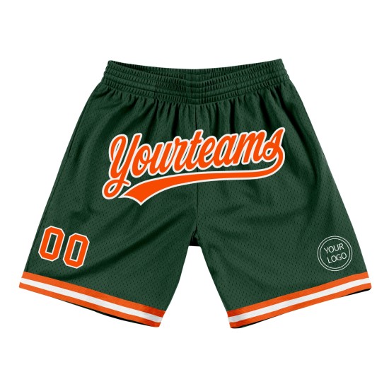 Benutzerdefinierte orange-weiße Hunter Basketball Throwback Authentic Shorts Grün