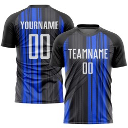 Schwarzes Trikot Uniform Custom Sublimation Fußball Weiß-Royal