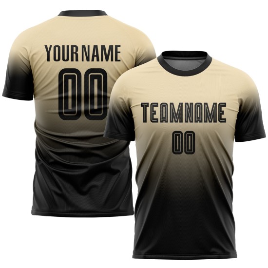 Schwarz Verblassen Fußball Uniform Custom Fashion Sublimation Creme Jersey
