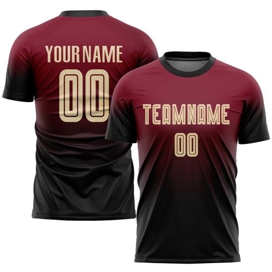 Jersey Creme-Schwarz Crimson Sublimation Fade Fashion Custom Uniform Fußball