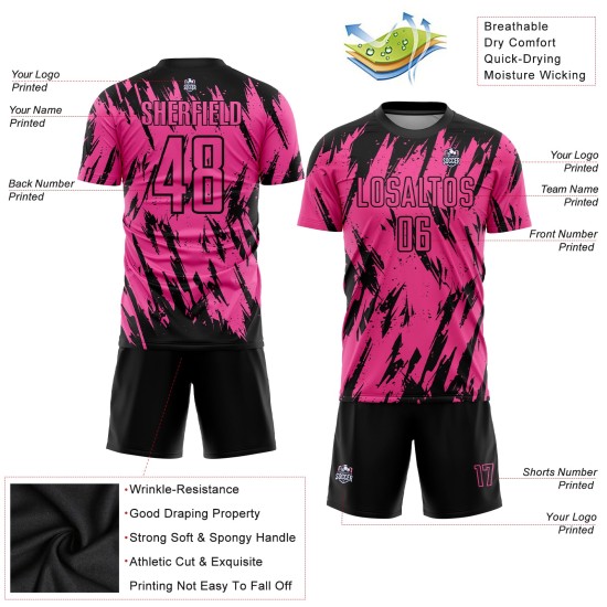 Jersey Rosa Uniform Benutzerdefinierte Schwarz Fußball Sublimation