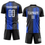 Schwarzes Trikot Uniform Custom Sublimation Fußball Weiß-Royal