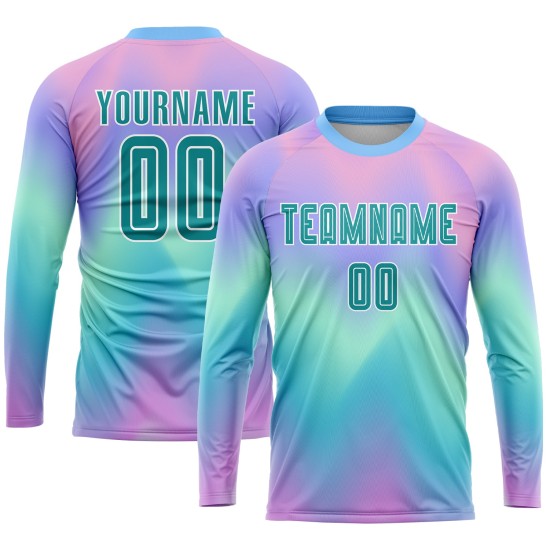 Benutzerdefinierte Fußball Teal-Weiß Uniform Sublimation Jersey Dye Tie