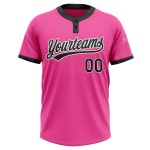 Benutzerdefinierte rosa schwarz-weiß Softball Zwei-Knopf Unisex Jersey Benutzerdefinierte rosa schwarz-weiß Softball Zwei-Knopf Unisex Jersey