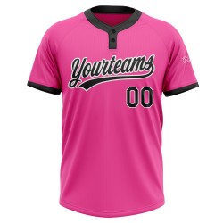 Benutzerdefinierte rosa schwarz-weiß Softball Zwei-Knopf Unisex Jersey