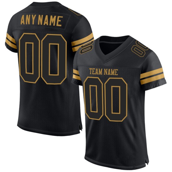 Jersey Gold Custom Black Authentic Mesh Football Schwarz-Old