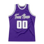Basketball Authentic Custom Jersey Throwback Weiß-Grau Lila Basketball Authentic Custom Jersey Throwback Weiß-Grau Lila
