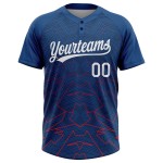 Unisex Muster Weiß-Rot 3D Softball Navy Jersey US Zwei-Knopf Blau Custom Unisex Muster Weiß-Rot 3D Softball Navy Jersey US Zwei-Knopf Blau Custom