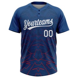 Unisex Muster Weiß-Rot 3D Softball Navy Jersey US Zwei-Knopf Blau Custom