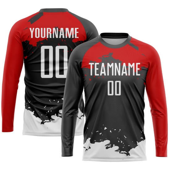 Fußball Sublimation Trikot Uniform Custom Weiß-Rot Schwarz