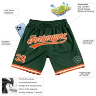 Benutzerdefinierte orange-weiße Hunter Basketball Throwback Authentic Shorts Grün