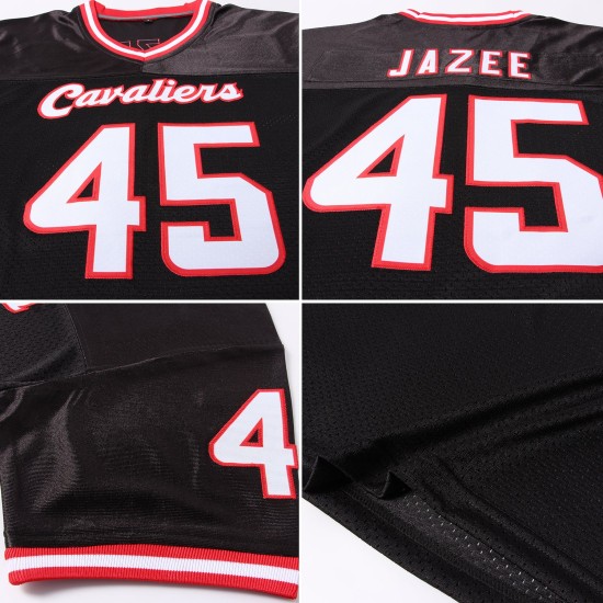 Schwarzes Jersey Mesh Throwback Custom Football Authentic Weiß-Rot Schwarzes Jersey Mesh Throwback Custom Football Authentic Weiß-Rot