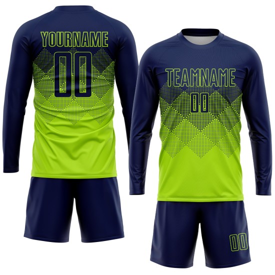 Navy Fußball Custom Uniform Sublimation Neon Trikot Grün