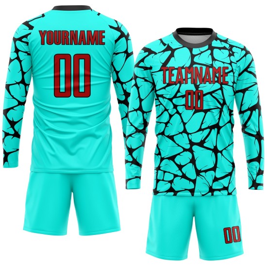 Uniform Custom Fußball Sublimation Rot-Schwarz Jersey Aqua