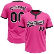 Benutzerdefinierte rosa schwarz-weiß Softball Zwei-Knopf Unisex Jersey