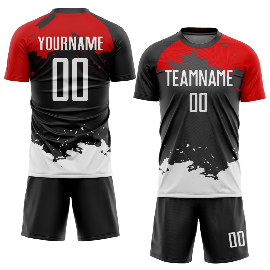 Fußball Sublimation Trikot Uniform Custom Weiß-Rot Schwarz