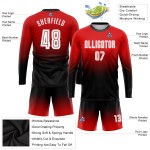 Jersey Uniform Weiß-Schwarz Lange Rot Fashion Sleeve Custom Fußball Fade Sublimation