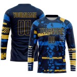 Marineblau-Gold Uniform Custom Sublimation Jersey Navy Fußball