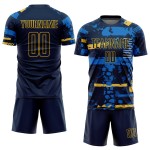 Marineblau-Gold Uniform Custom Sublimation Jersey Navy Fußball
