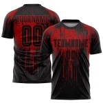 Uniform Schwarz Rot Benutzerdefinierte Sublimation Jersey Fußball Uniform Schwarz Rot Benutzerdefinierte Sublimation Jersey Fußball