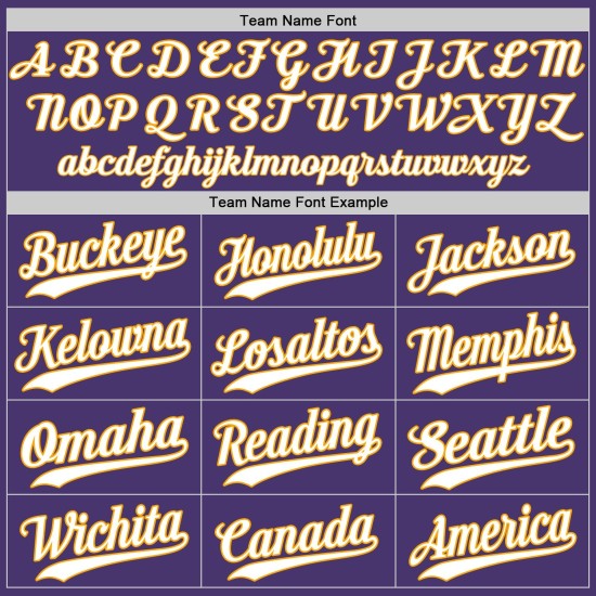 Baseball Trikot Authentic Custom Lila Weiß-Gold