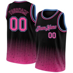 Jersey Authentic Basketball Fade Edition Schwarz Fashion Pink-Light Custom City Blau