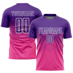 Rosa Trikot Uniform Fußball Custom Lila-Weiß Sublimation