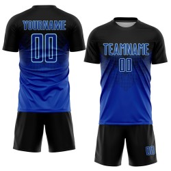 Uniform Trikot Fußball Custom Sublimation Royal-Hellblau Schwarz