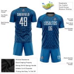 Fußball Sublimation Custom Blau Weiß-Schwarz Uniform Trikot