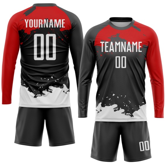 Fußball Sublimation Trikot Uniform Custom Weiß-Rot Schwarz