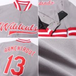 Letterman Grau Bomber Varsity Full-Snap Jacke Rot-Weiß Custom Letterman Grau Bomber Varsity Full-Snap Jacke Rot-Weiß Custom