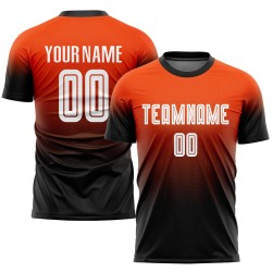 Jersey Custom Uniform Fade Orange Weiß-Schwarz Mode Sublimation Fußball