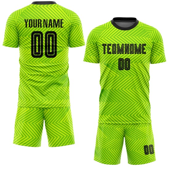 Neon Fußball Schwarz Grün Trikot Sublimation Custom Uniform