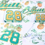 Weißes Hawaii-Ananas-Design, authentisches Kelly-Grün-Gold-Baseball-Trikot, benutzerdefiniertes 3D-Muster Weißes Hawaii-Ananas-Design, authentisches Kelly-Grün-Gold-Baseball-Trikot, benutzerdefiniertes 3D-Muster